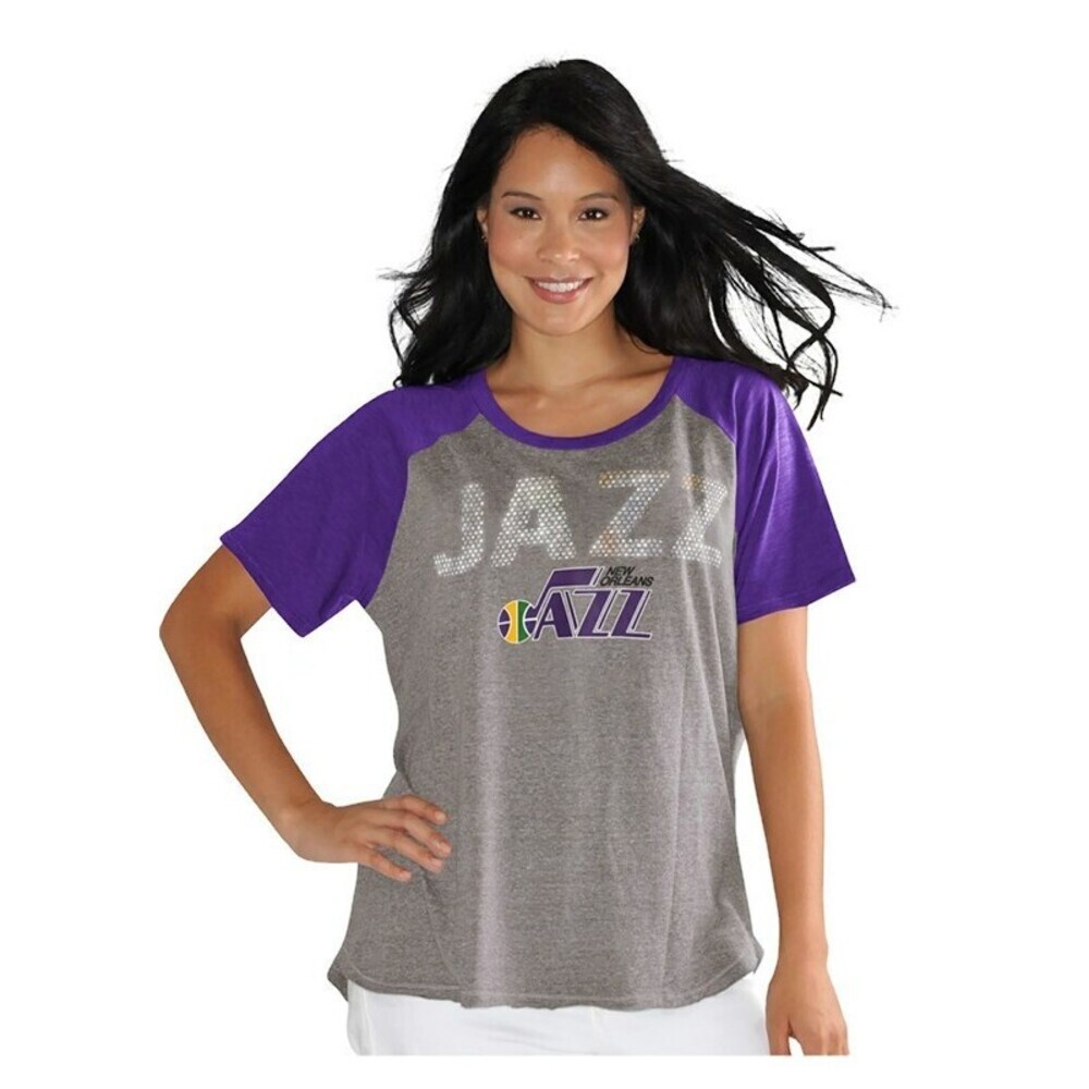 NBA Womens Plus 1X New Orleans Jazz Throwback Conference T-Shirt Heather Grey